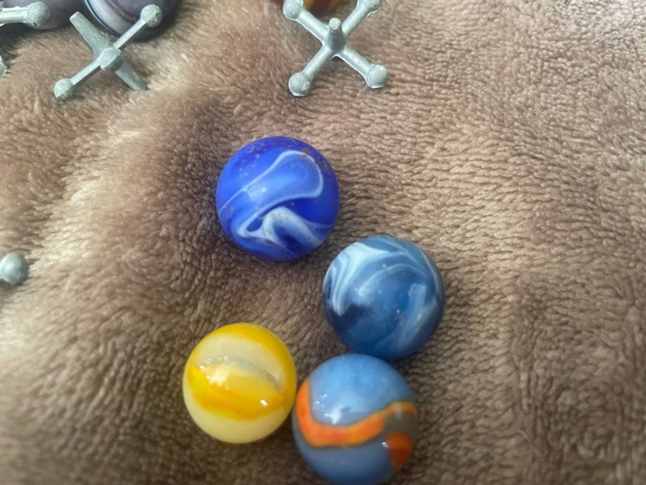 Akro Blue and White Swirl Glass Marble