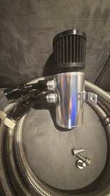Universal Oil Catch Can Kit with Breather Filter and Braided Hose - Image 2