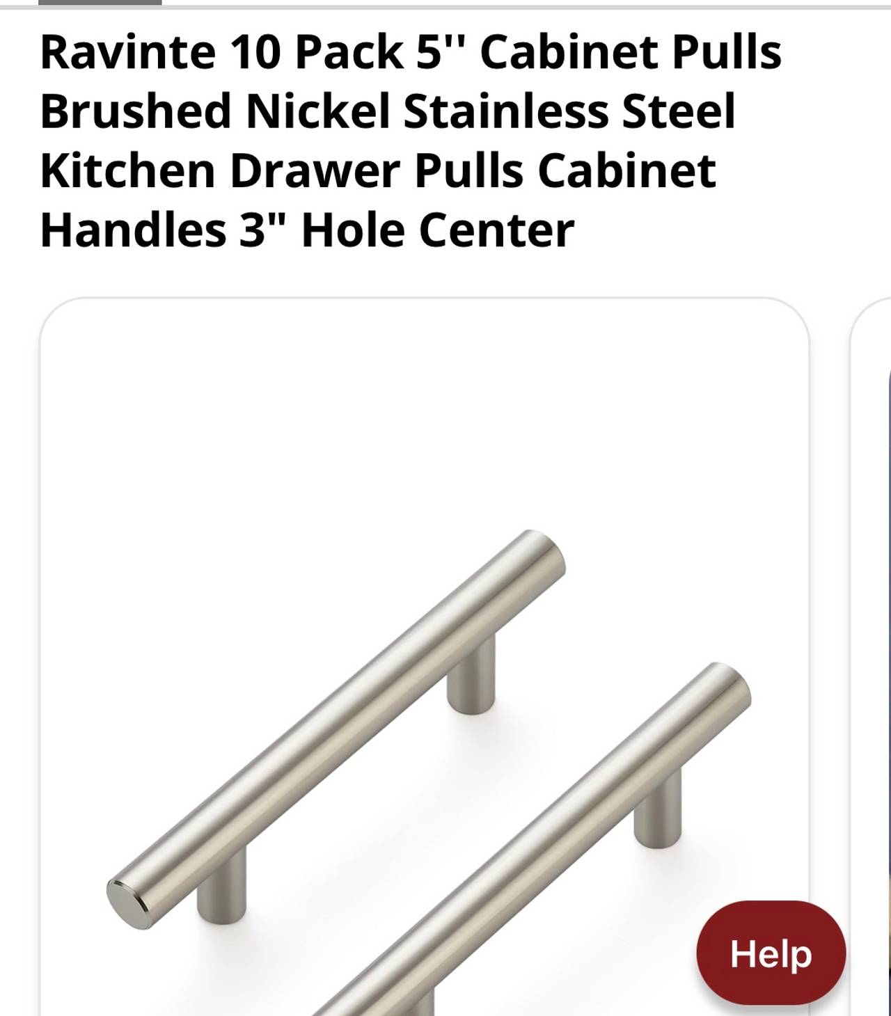 Ravinte 10 Pack 5'' Cabinet Pulls Brushed Nickel Stainless Steel Kitchen Drawer Pulls