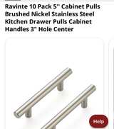 Ravinte 10 Pack 5'' Cabinet Pulls Brushed Nickel Stainless Steel Kitchen Drawer Pulls - Image 1