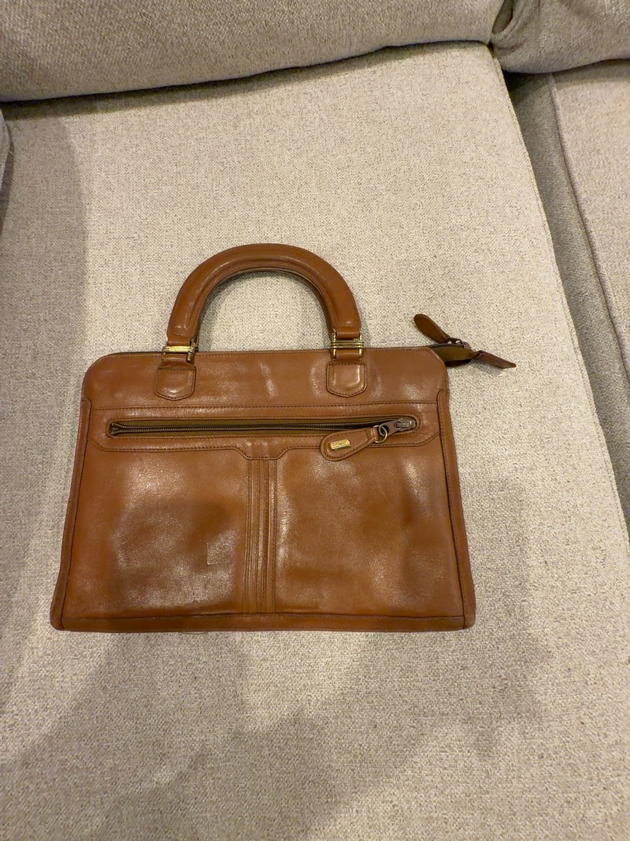 Philippe Vintage 70s 80s Brown Leather Carry-On Handbag Bag