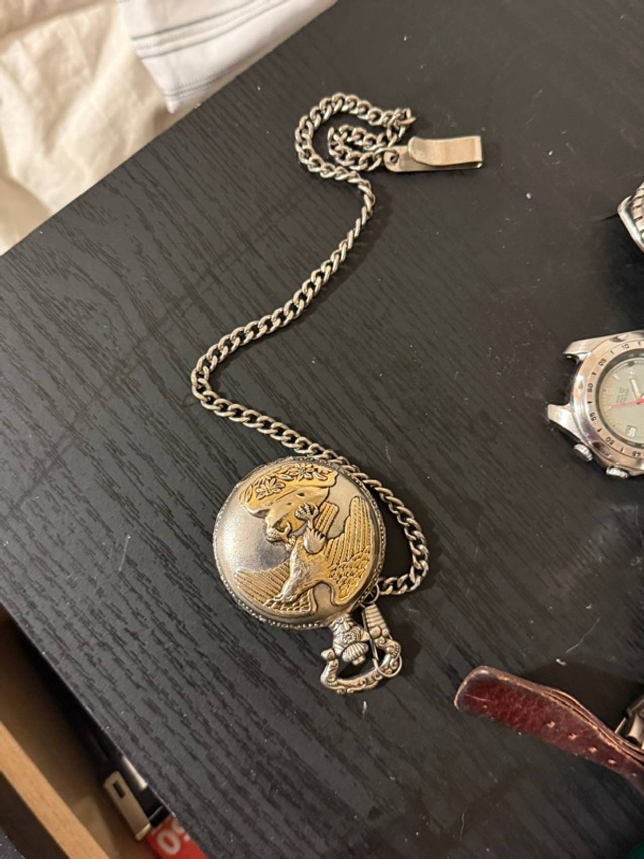 Bronze Dinosaur Quartz Pocket Watch
