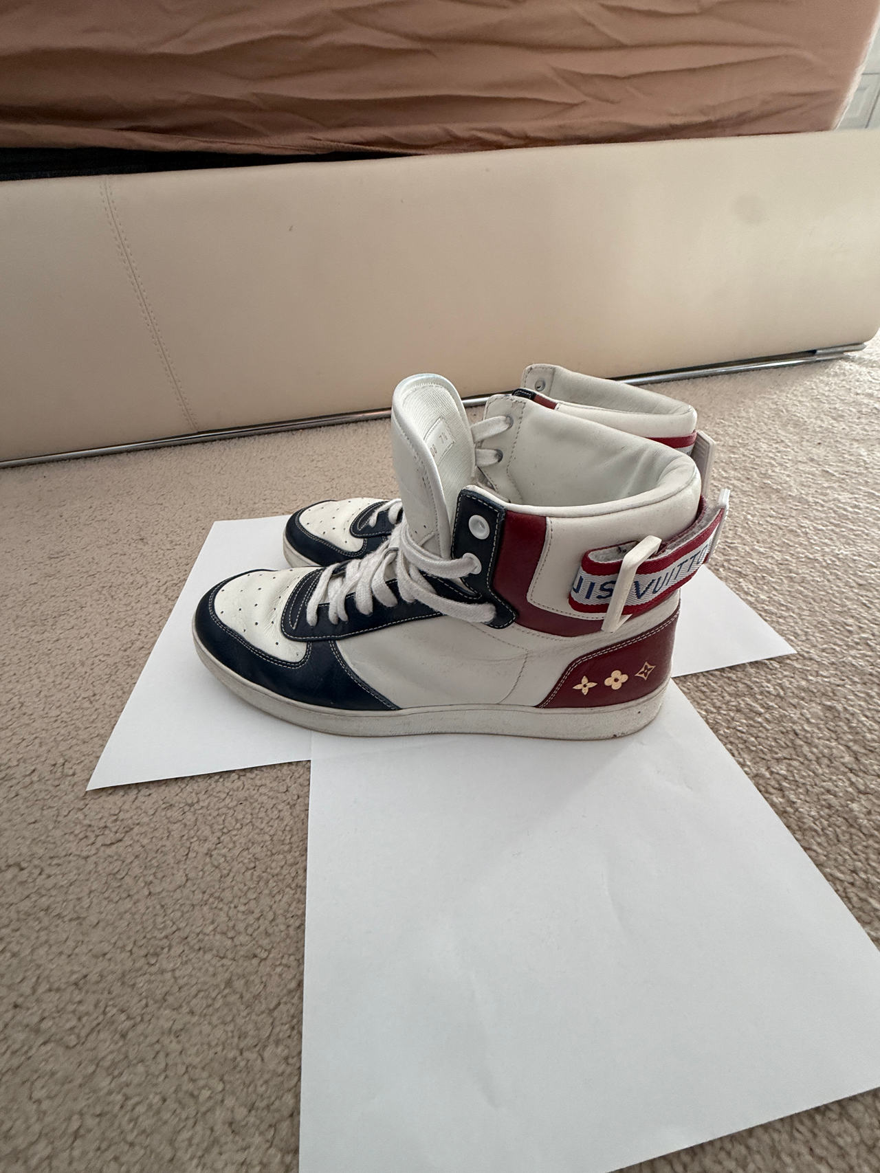 Louis Vuitton Rivoli High Top Sneaker Red White Blue