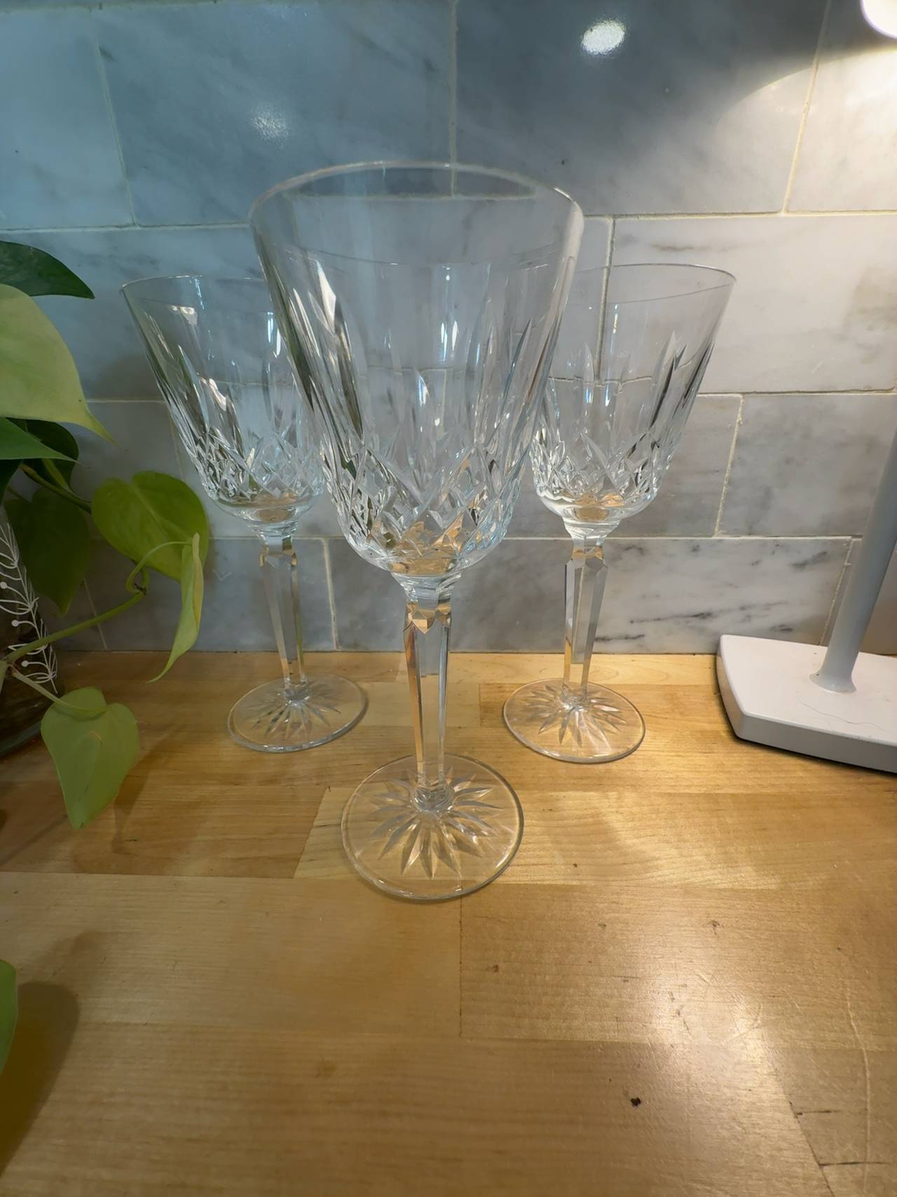 3 Waterford Crystal Lismore Claret Wine Glasses
