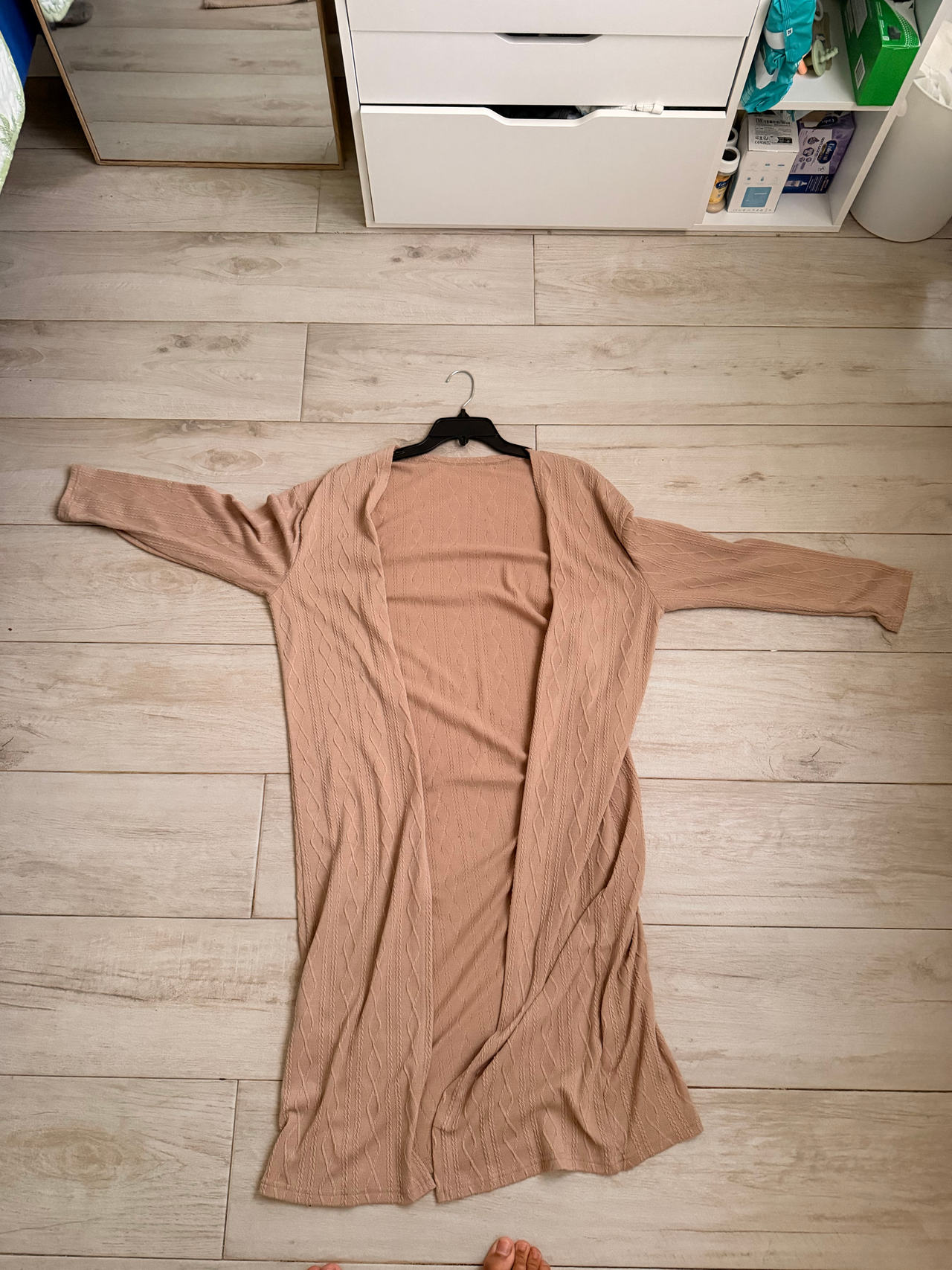 Women's Long Open Front Cable Knit Cardigan