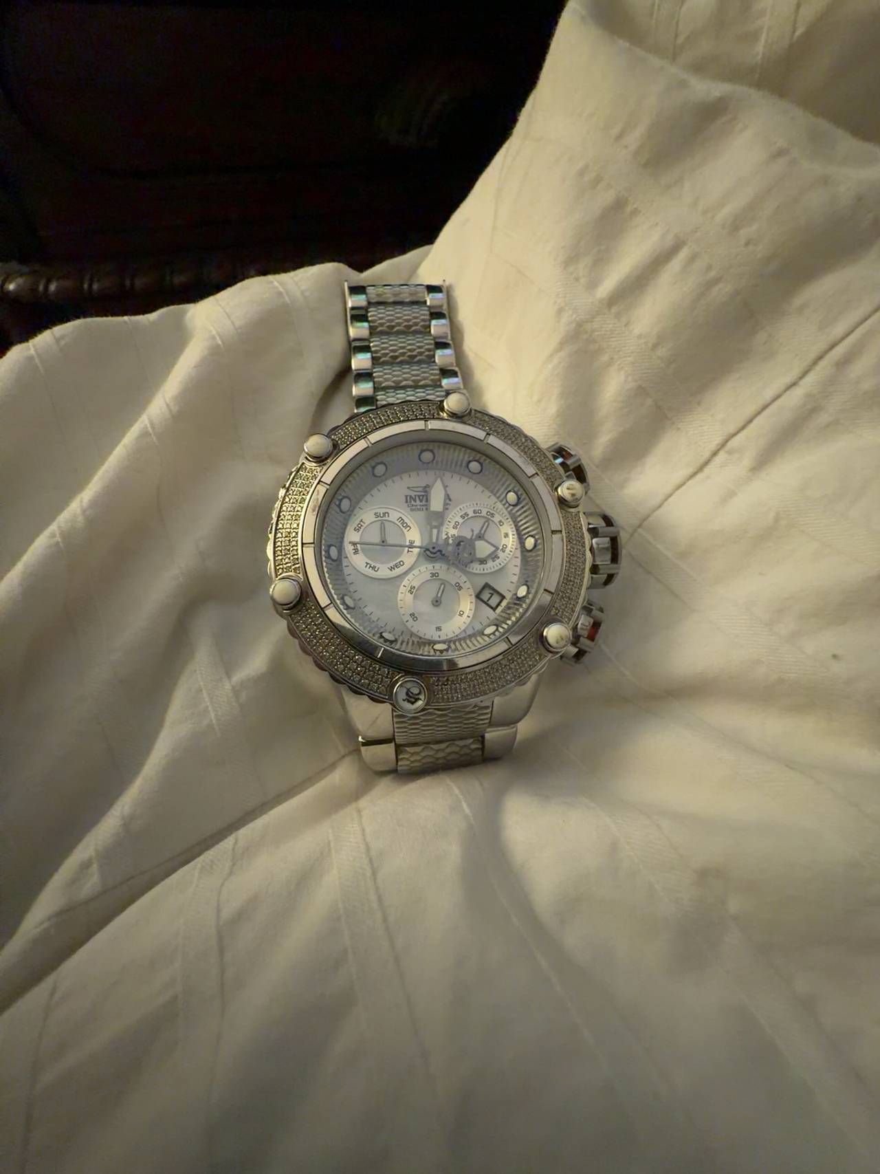 Invicta Subaqua Men's Diamond Accent Mother of Pearl Dial Watch