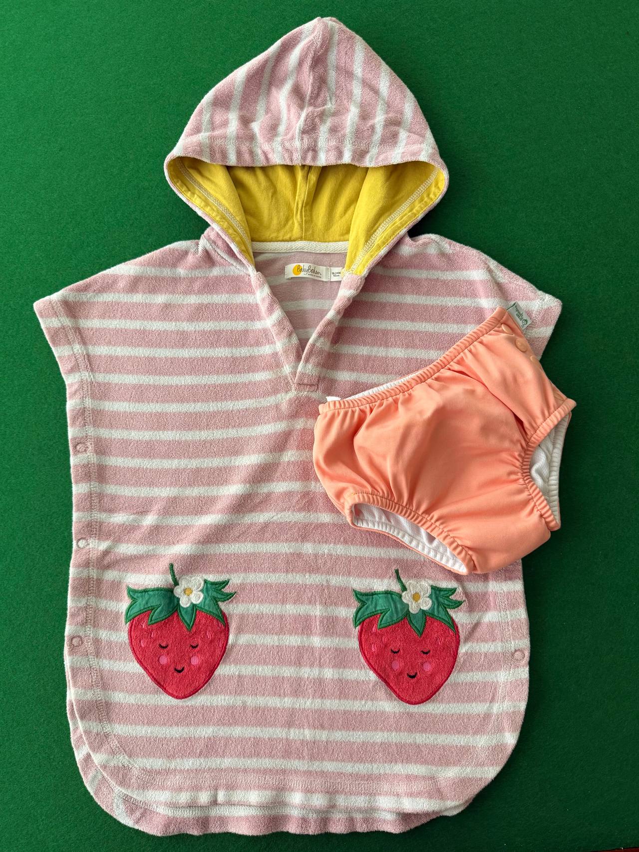 Boden Strawberry Towelling Throw-On w/Swim Diaper