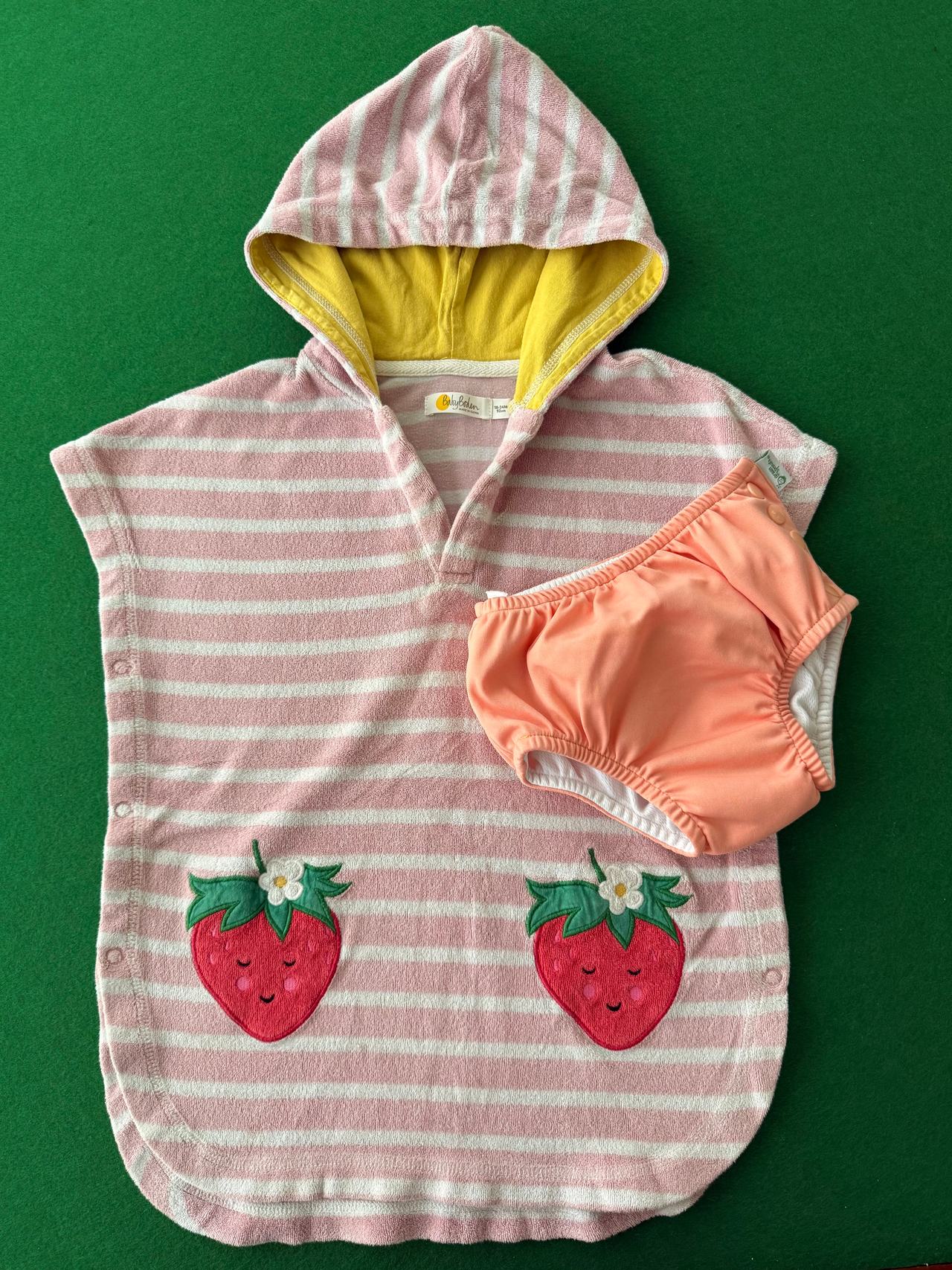 Boden Strawberry Towelling Throw-On w/Swim Diaper