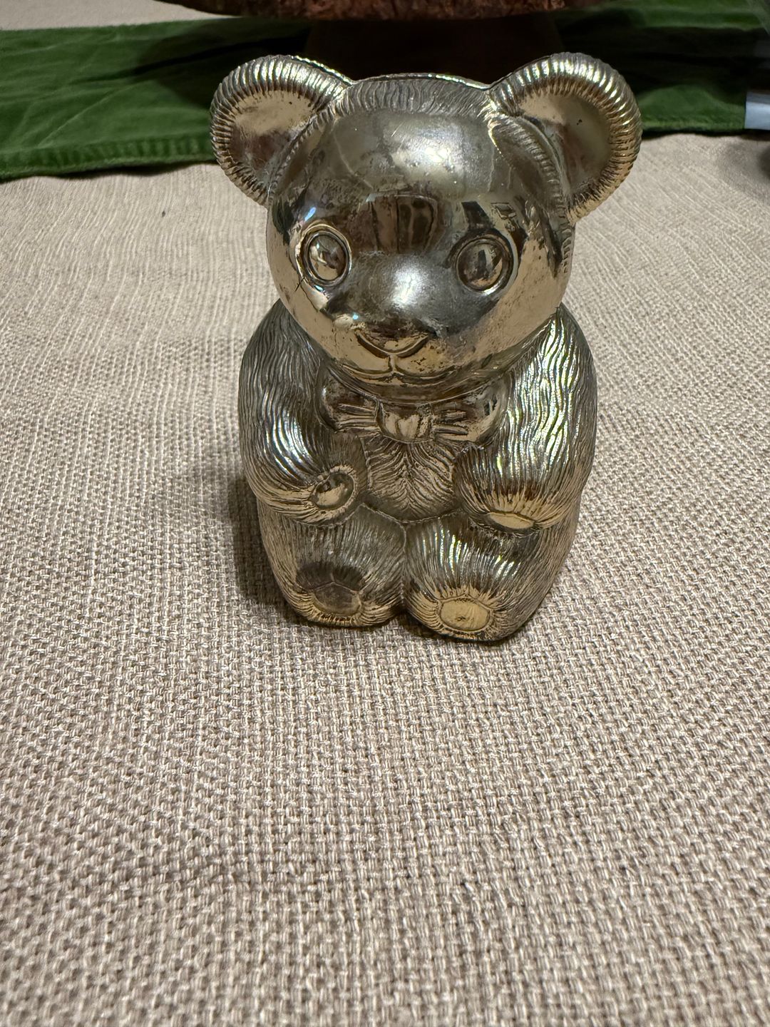 Brass Teddy Bear Piggy Bank 5-inch