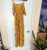 Floral Cold Shoulder Maxi Dress with Tie Waist and bottom slit, size shein 2xl. - Image 1