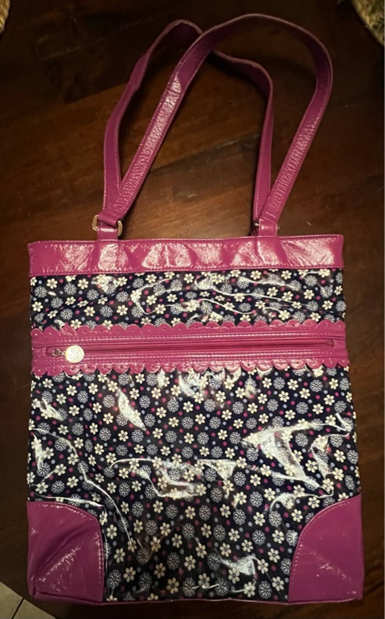 Vera Bradley Frill Tote Handbag Floral Blue