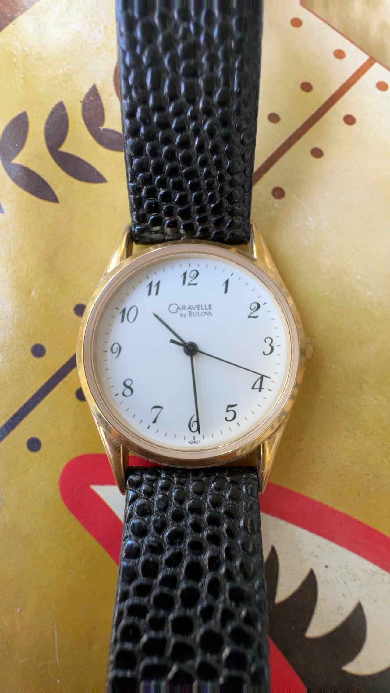 Bulova Caravelle 42A57 Gold & White Dial Watch