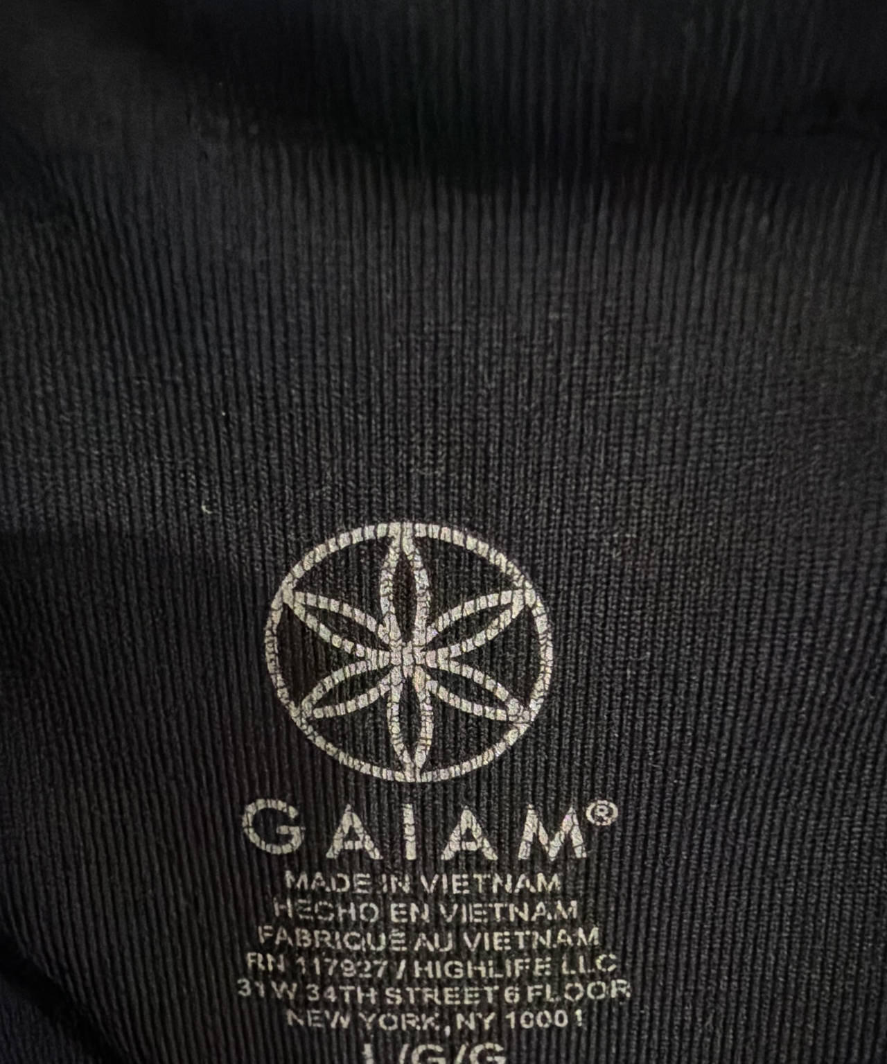 Gaiam Yoga Leggings Large Black with Flowers