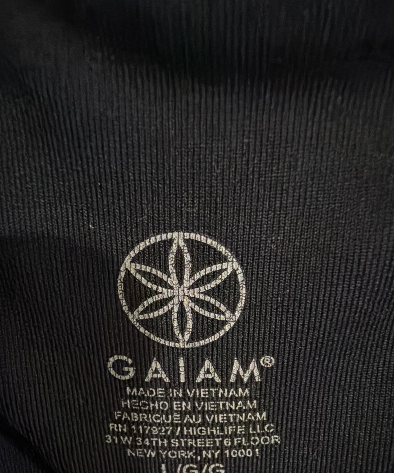 Gaiam Yoga Leggings Large Black with Flowers
