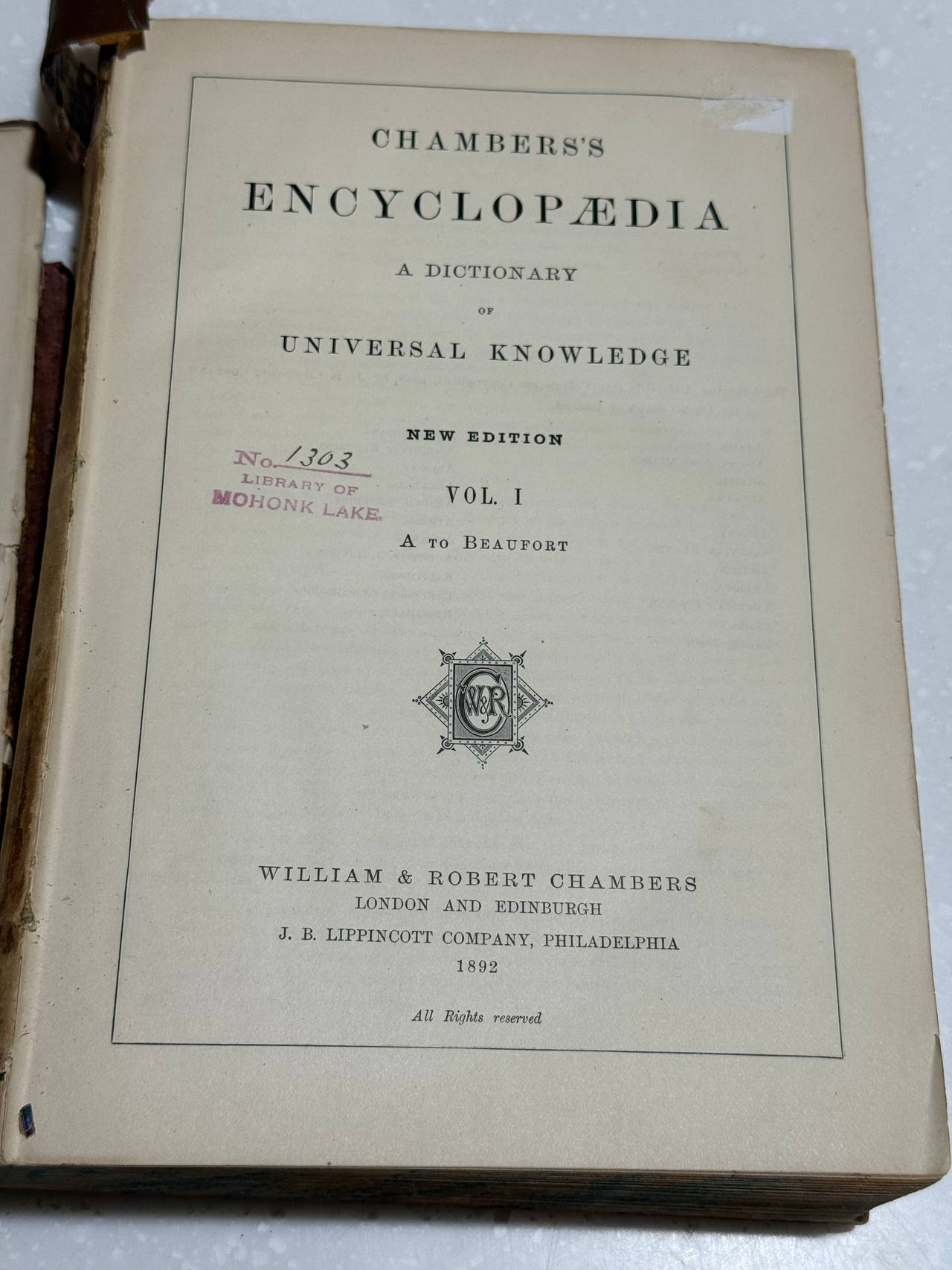 Chambers's Encyclopaedia: A Dictionary of Universal Knowledge (1892)