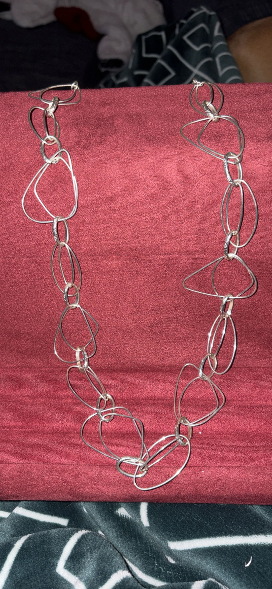  Silver Abstract Link Necklace
