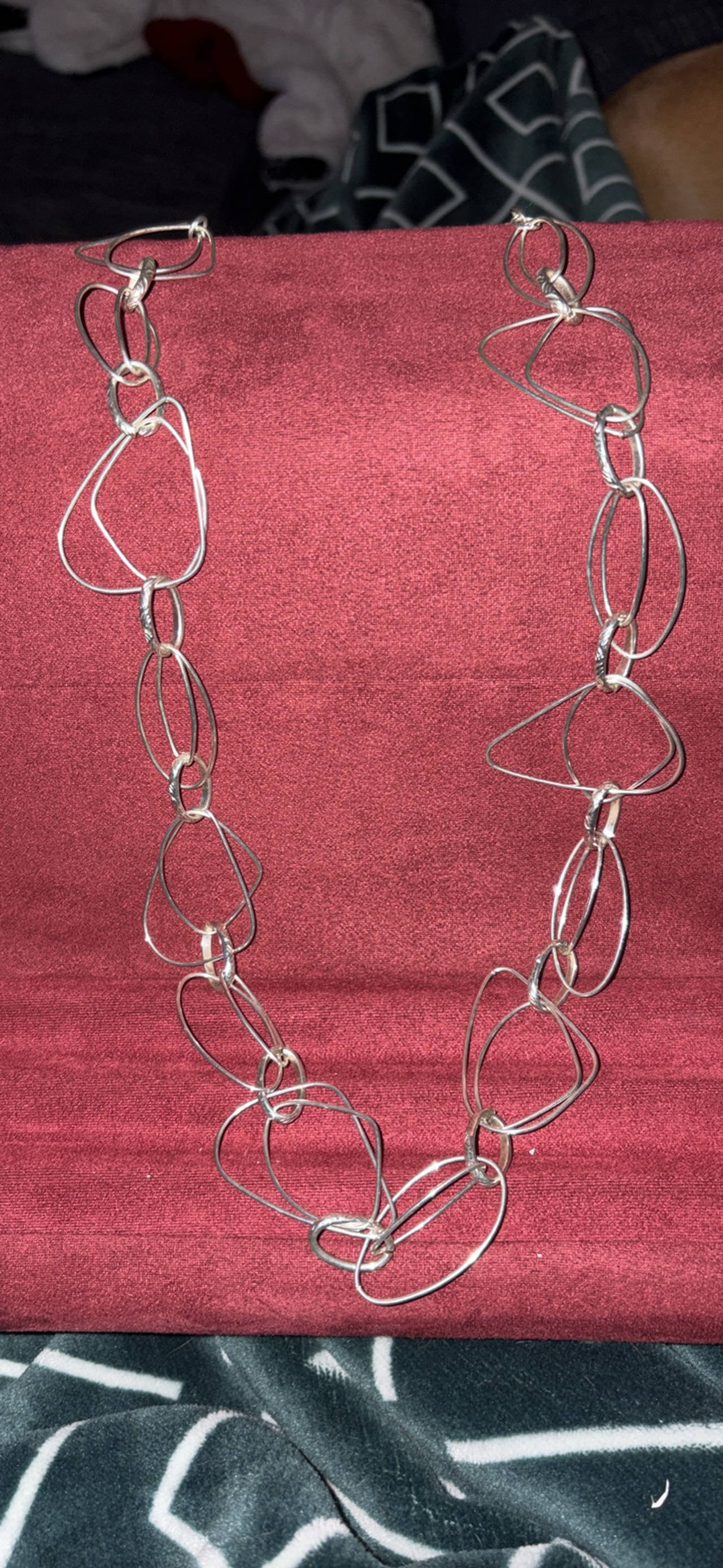  Silver Abstract Link Necklace