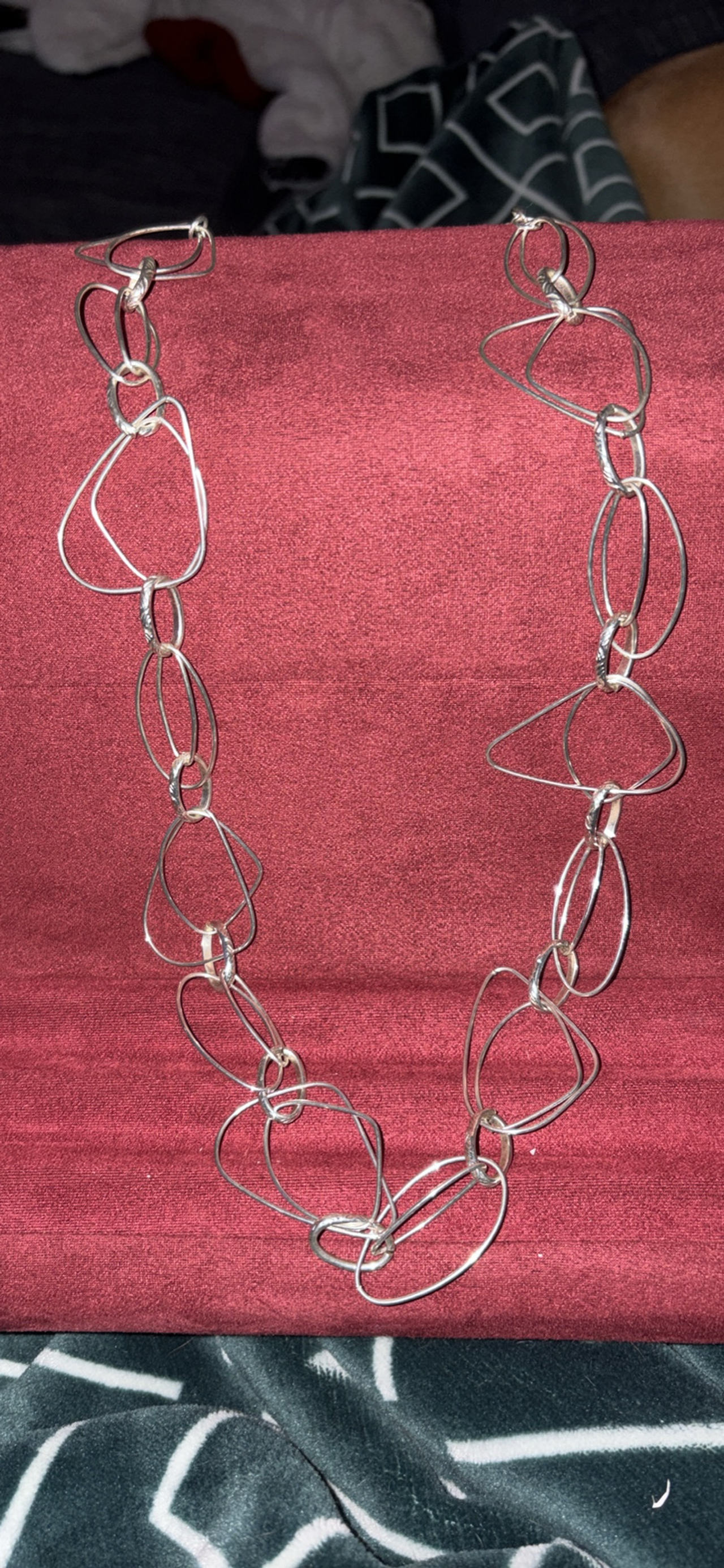  Silver Abstract Link Necklace