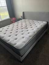 Living Spaces Queen Upholstered Bed and Mattress - Image 3