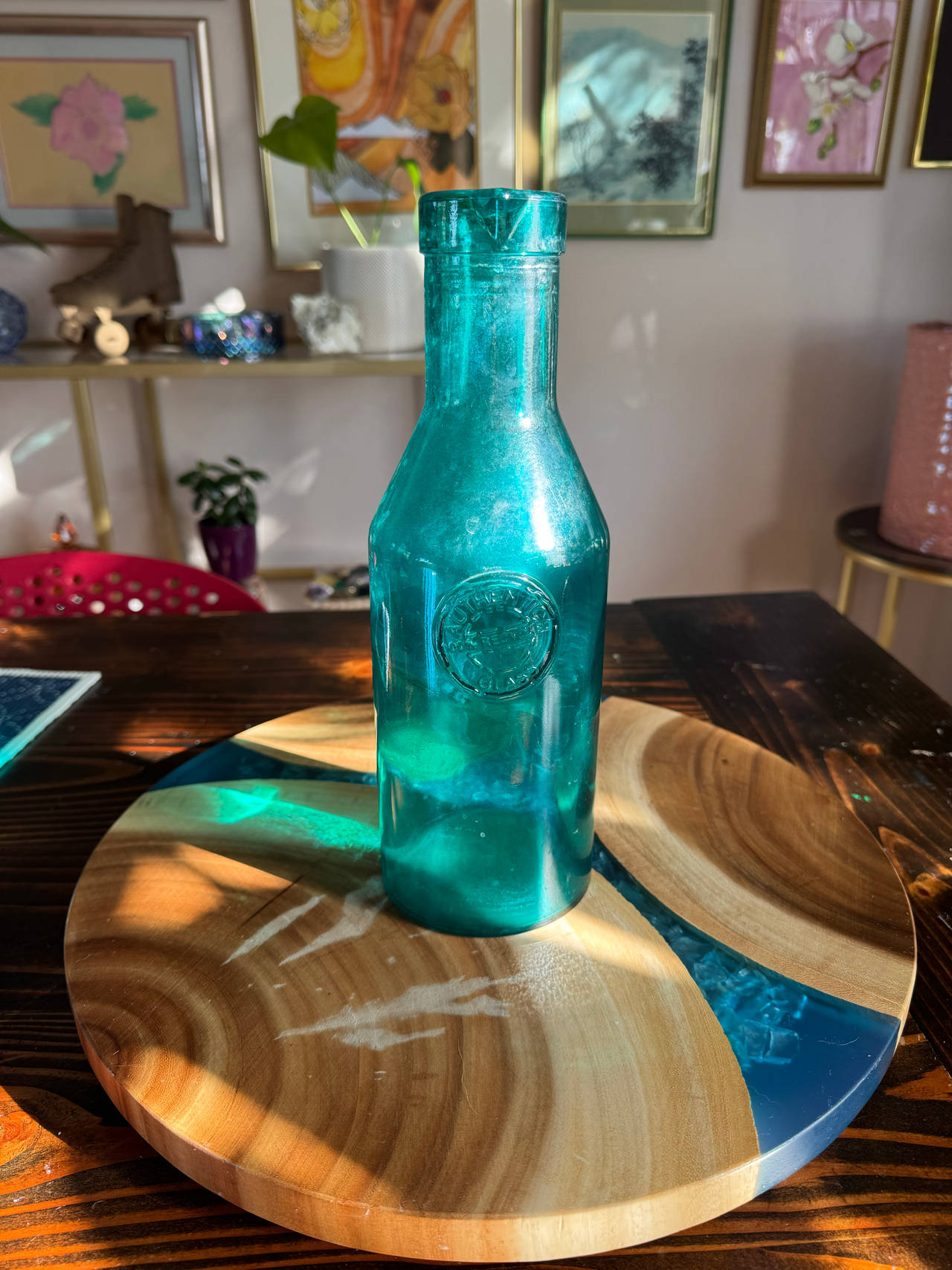 Aqua Glass Apothecary Bottle