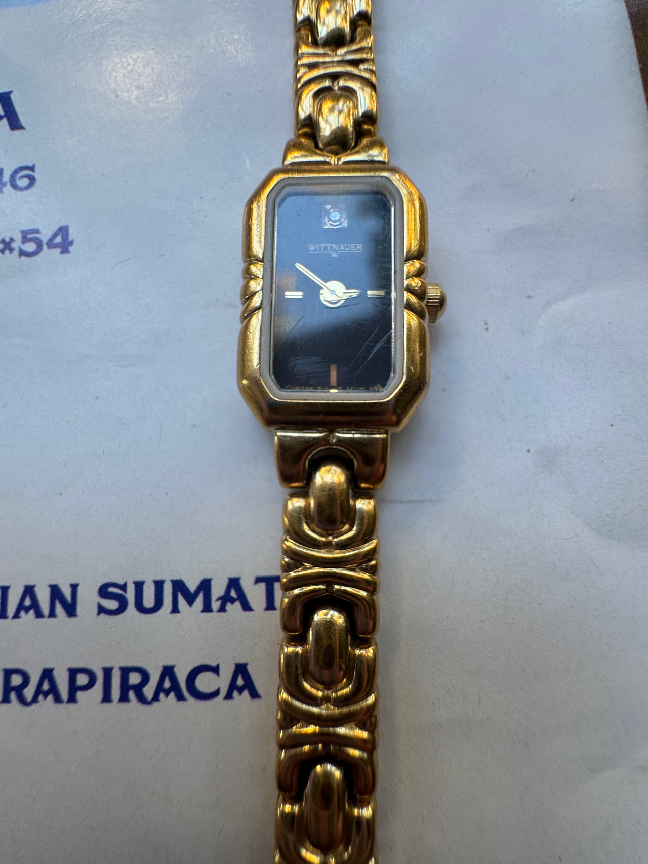 Wittnauer Ladies Gold Tone Diamond Dial Watch