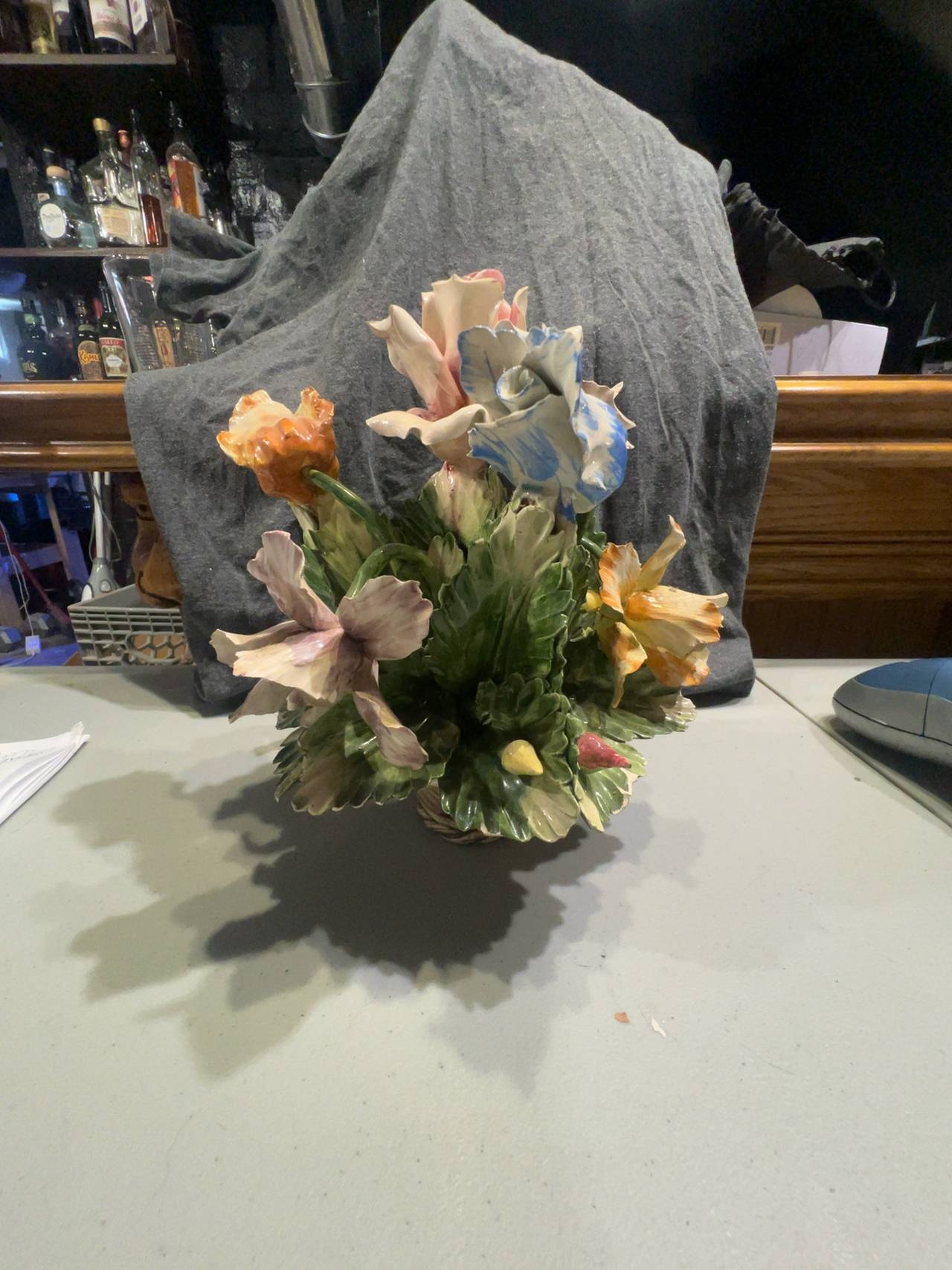 Capodimonte Porcelain Flower Basket Multi‑Color
