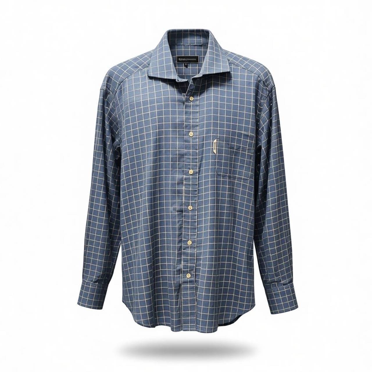 Gianni Versace Vintage Grid Pattern Button Down Shirt