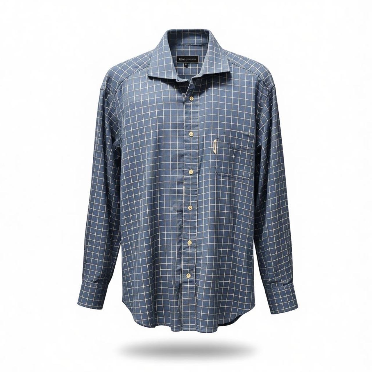 Gianni Versace Vintage Grid Pattern Button Down Shirt