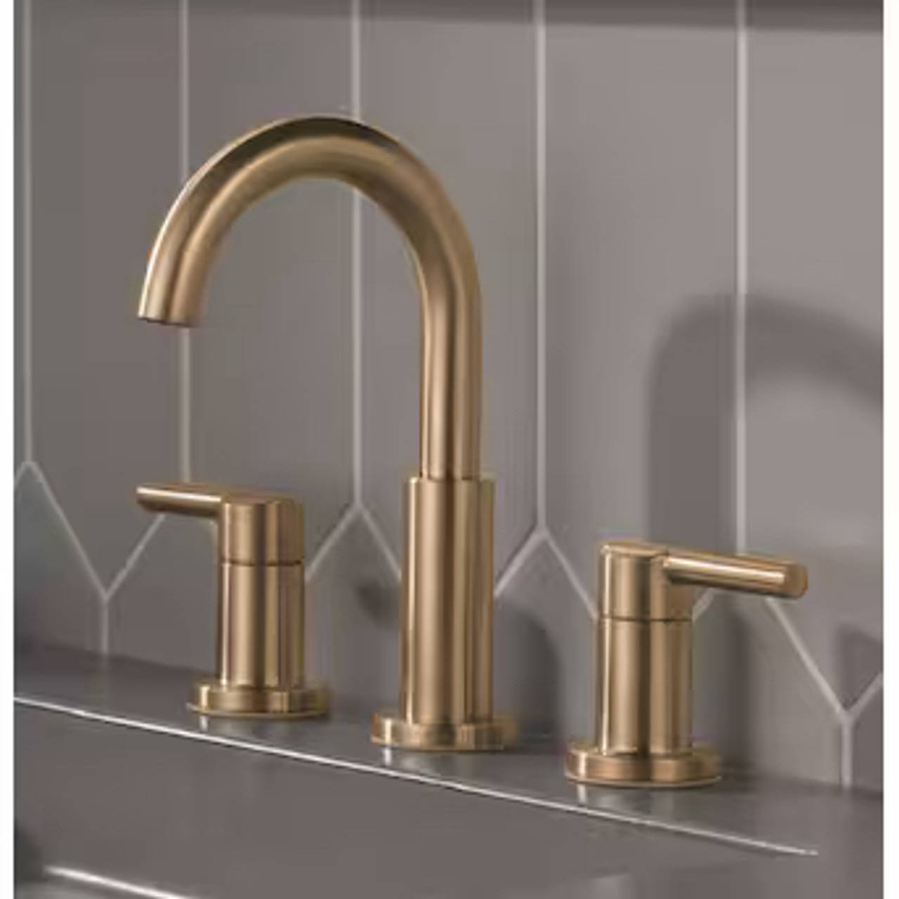 Delta Trinsic Two Handle Widespread Bathroom Faucet in Champagne Bronze