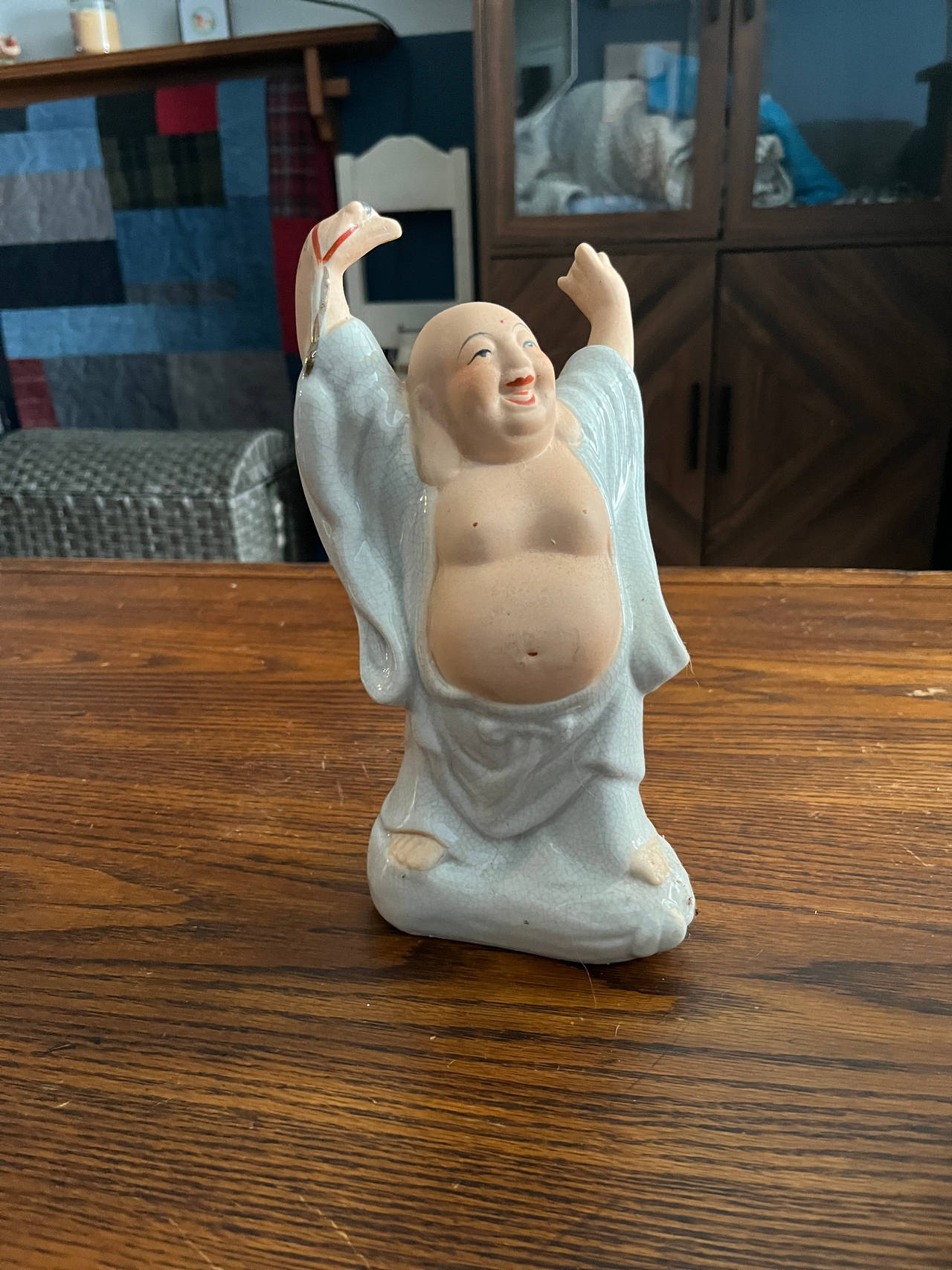 Vintage Porcelain Laughing Buddha Figurine