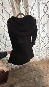 Steve Madden Black Wool Blend Hooded Coat with Leopard Lining - Image 3