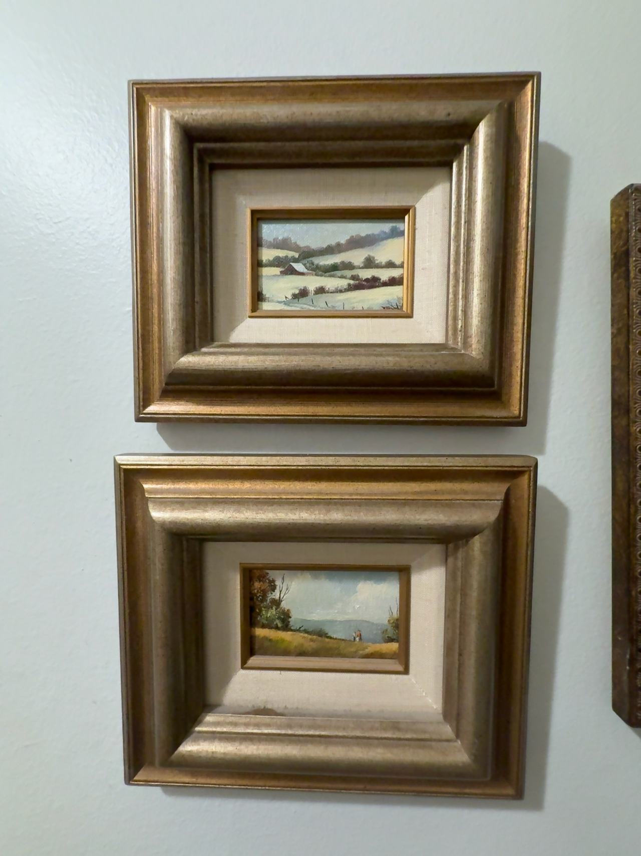 Set of 2 mini Vintage Framed Oil Landscape Painting