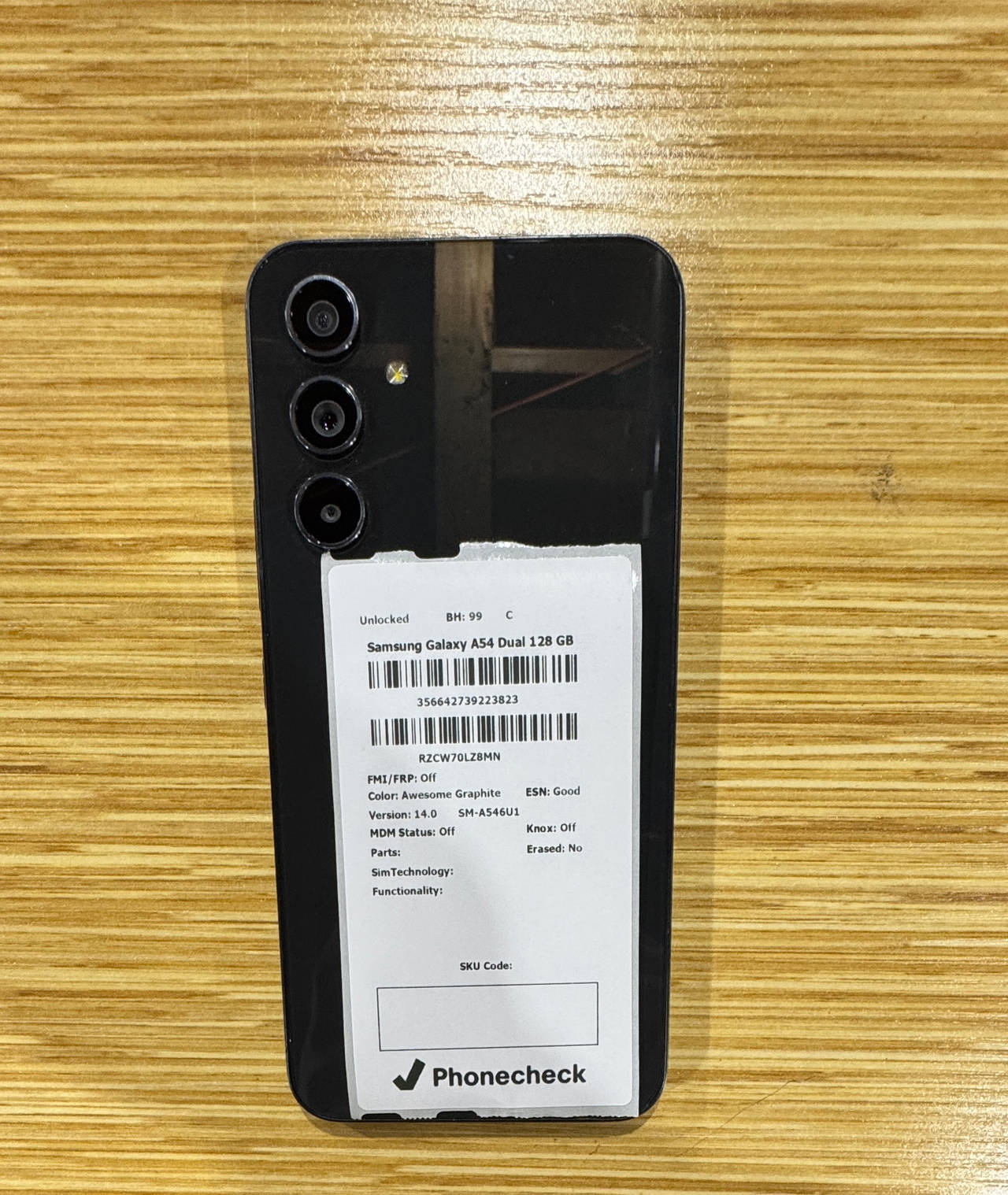 Samsung Galaxy A54 5G 128GB Unlocked Awesome Graphite with 99% Battery