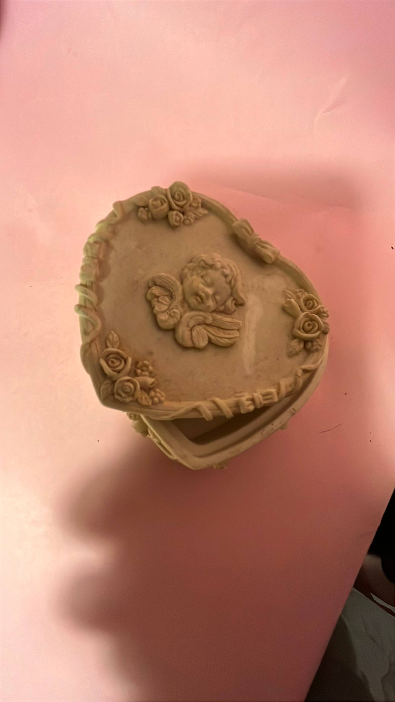 Vintage Valentine's Day Winged Floral Trinket Box