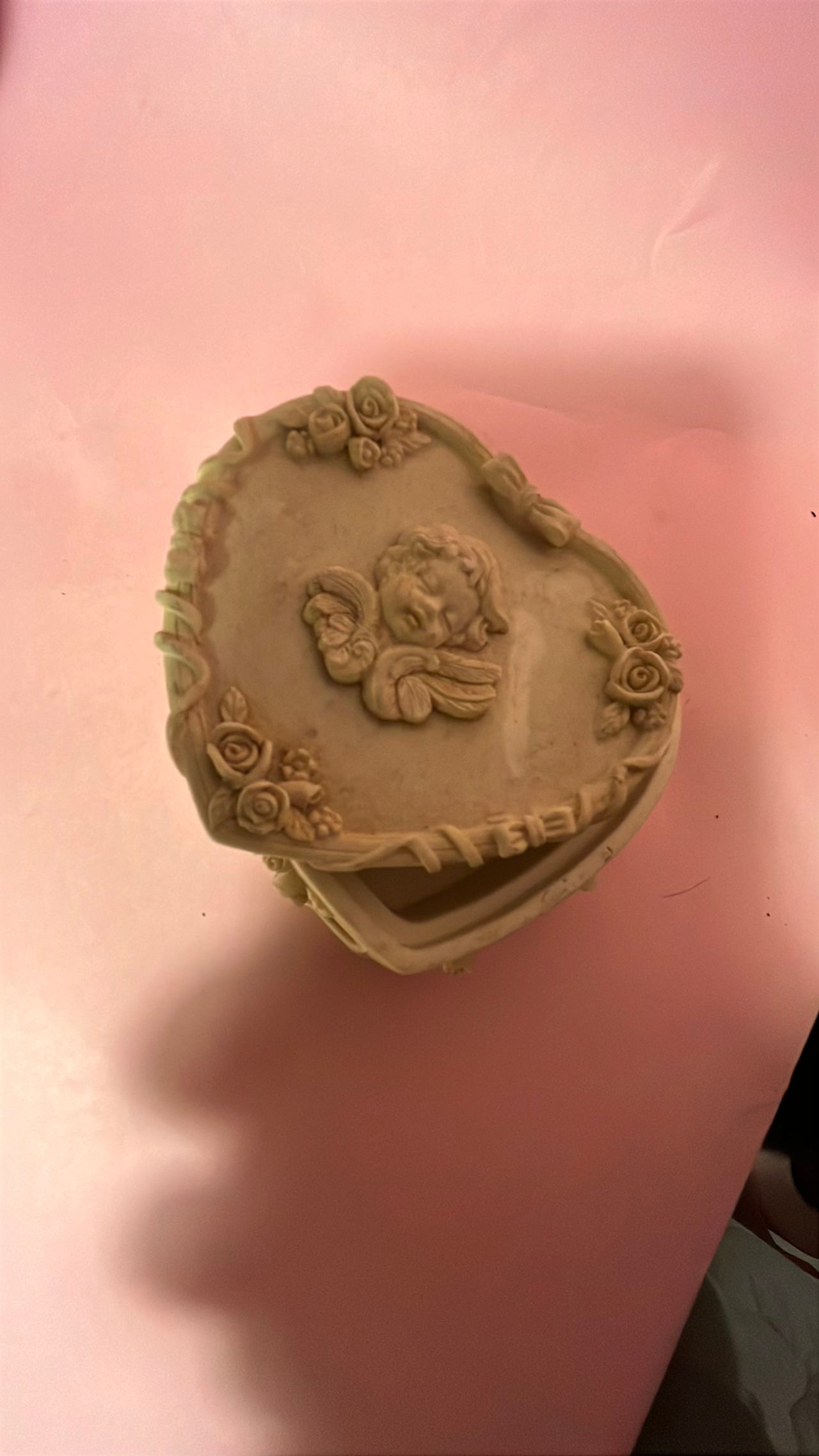 Vintage Valentine's Day Winged Floral Trinket Box