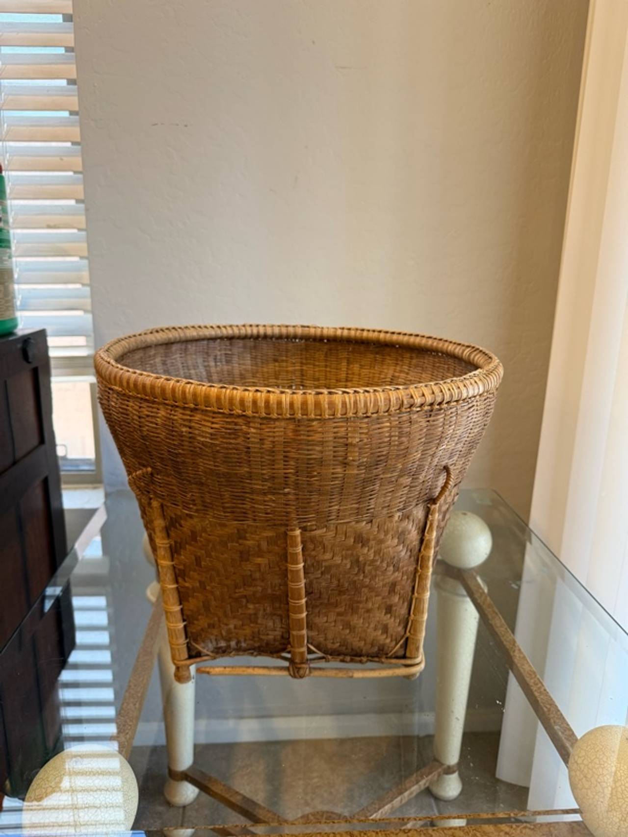 Handwoven Rattan Basket Vintage Natural