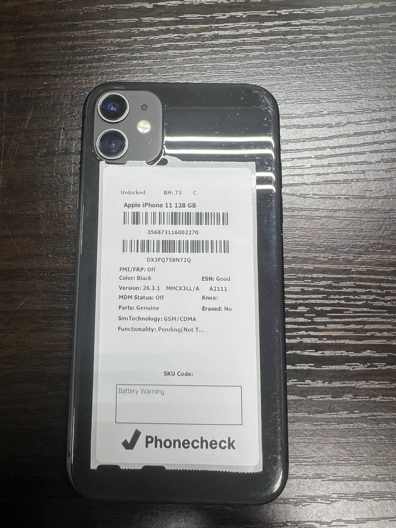 Apple iPhone 11 128GB Black Unlocked BH 73 C