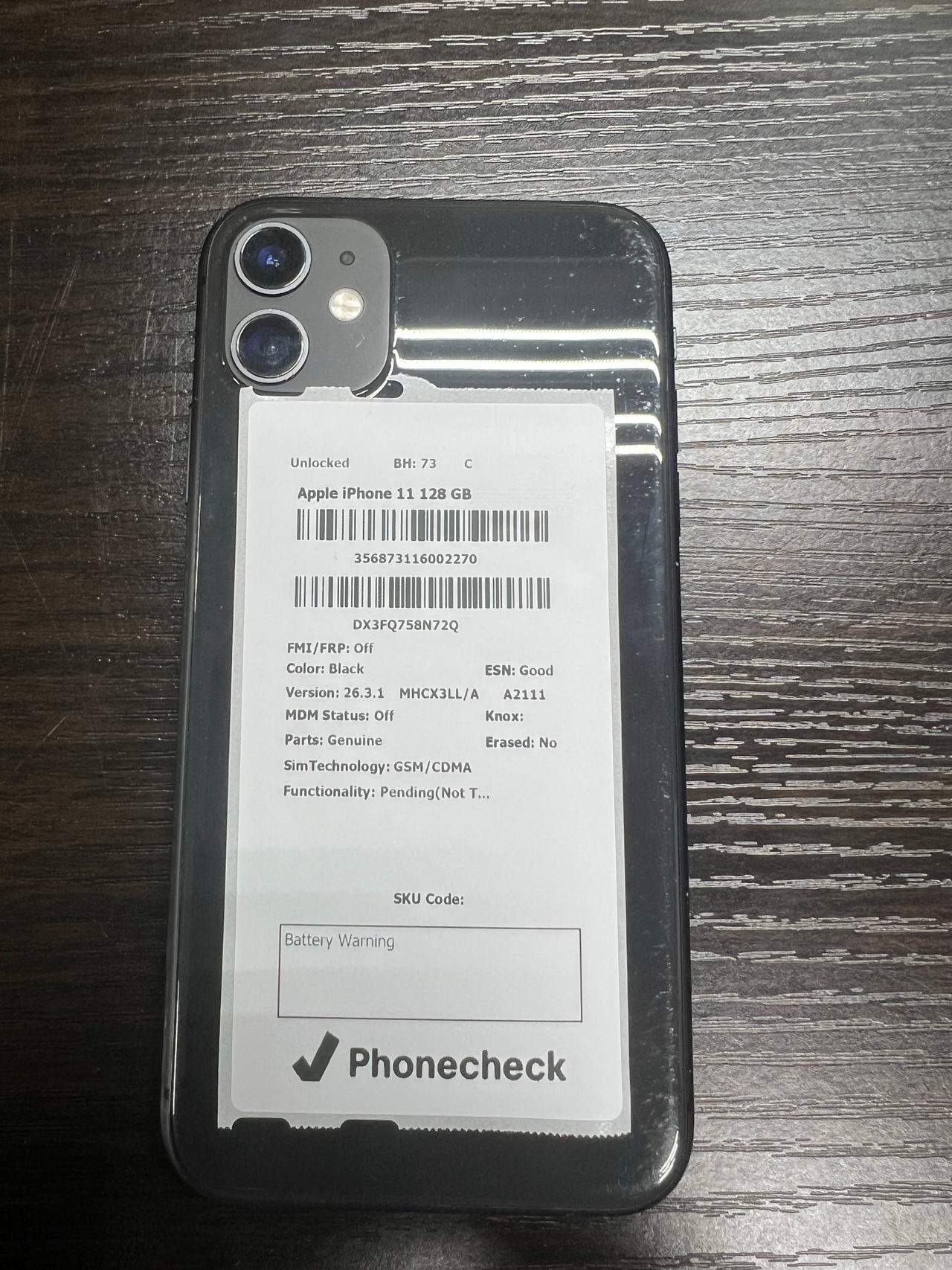 Apple iPhone 11 128GB Black Unlocked BH 73 C