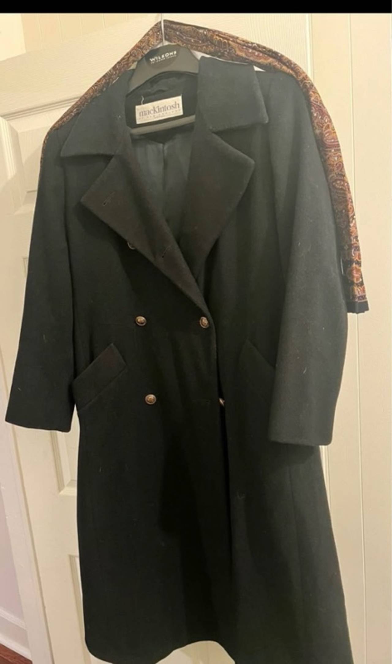 Mackintosh Black Double-Breasted Wool Trench Coat