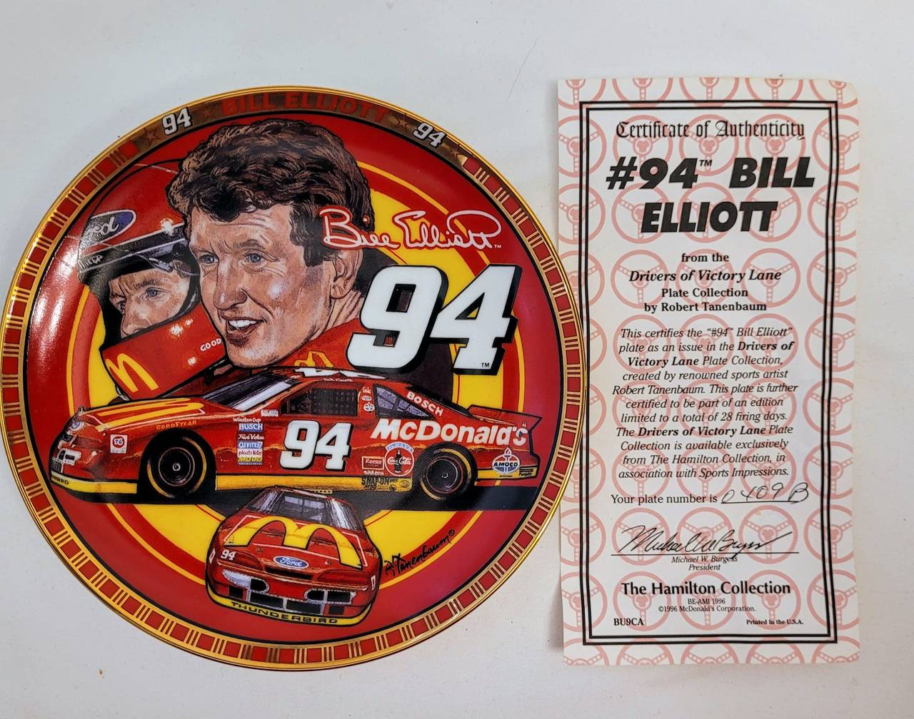 Bill Elliott #94 Drivers of Victory Lane Collector Plate