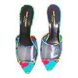 Saint Laurent Lolita Flower Print Sandal Heel New - Image 3