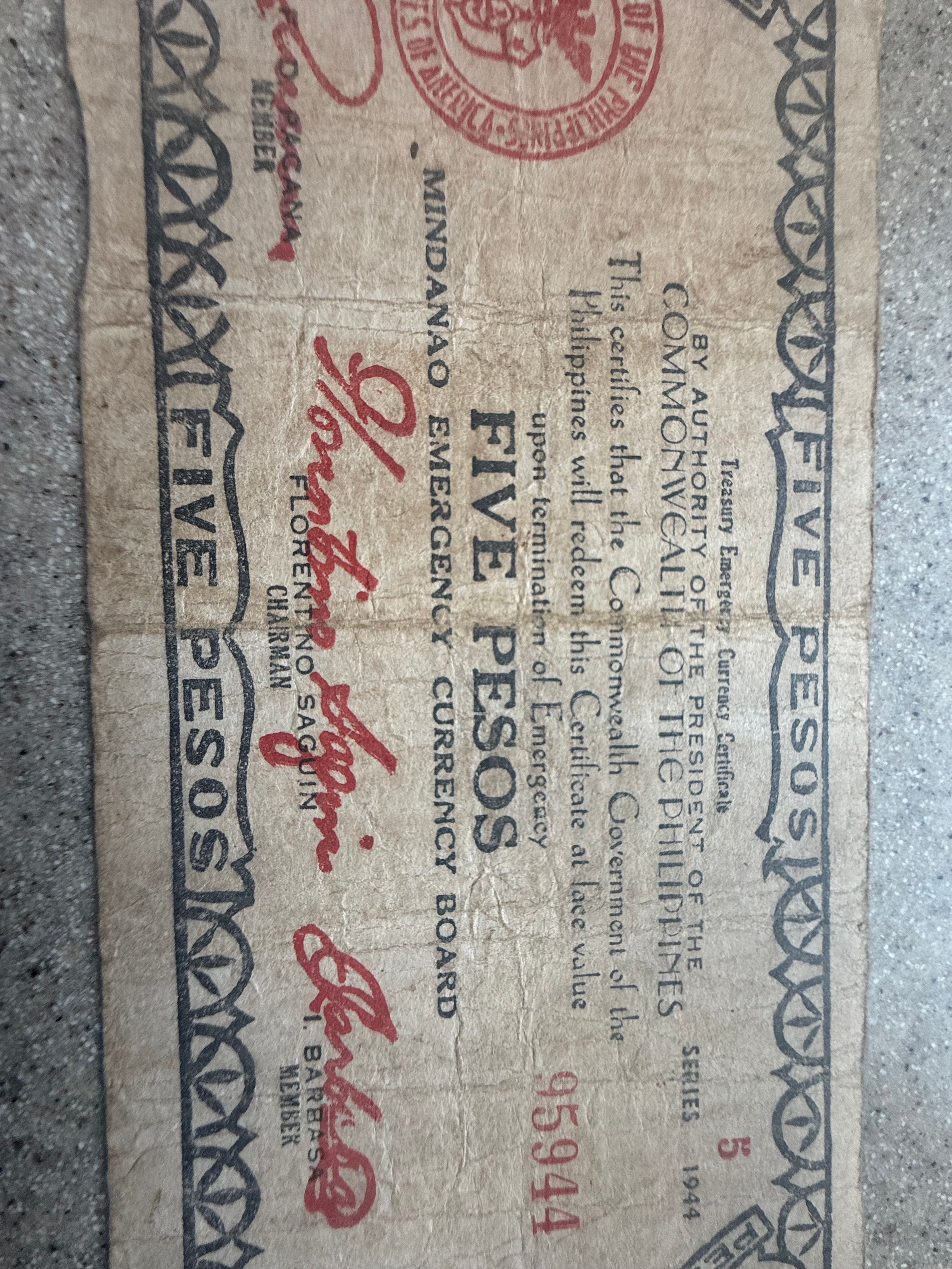 Philippines 5 Peso WWII Guerrilla Banknote - Image 5