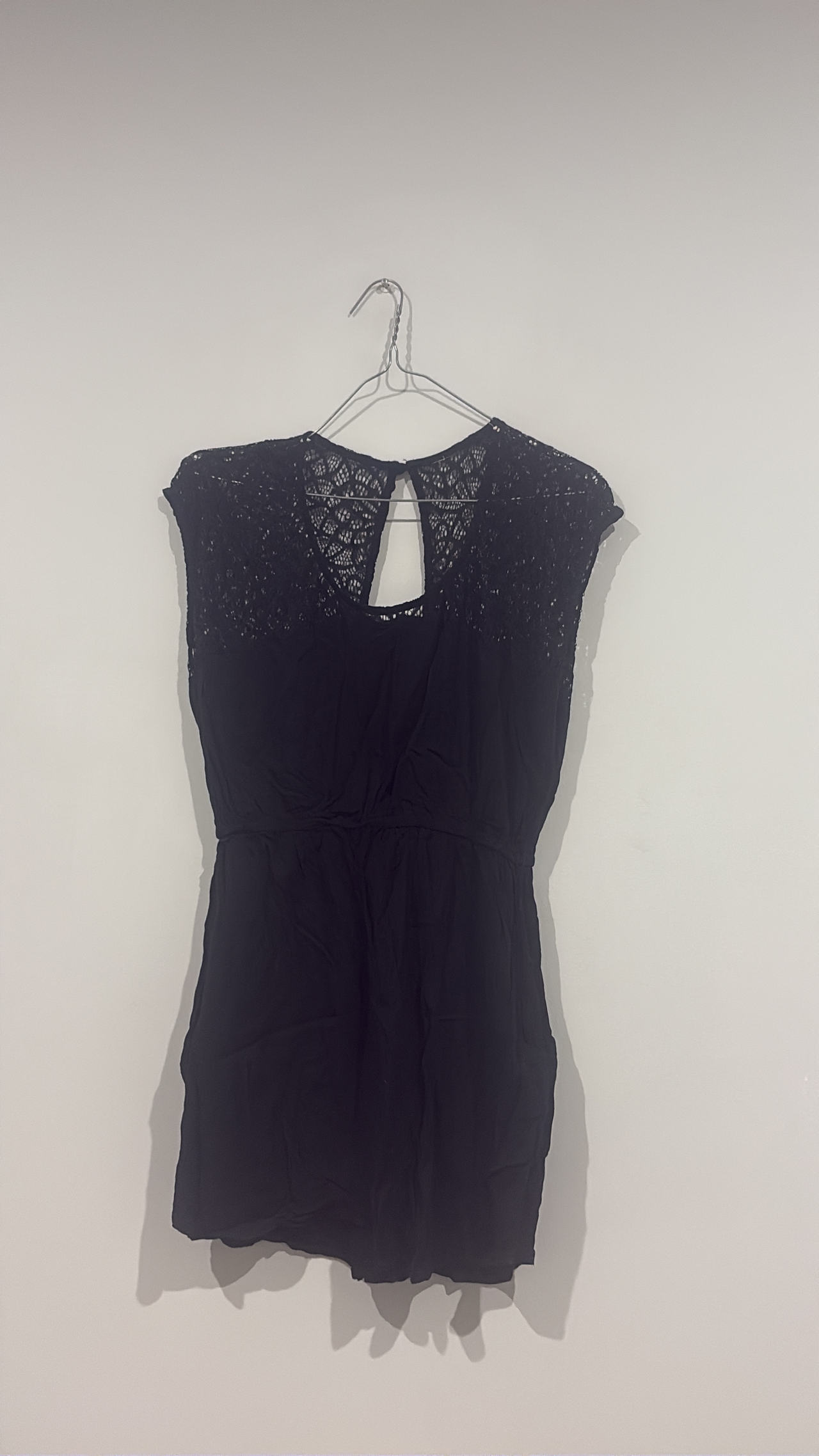 Black Lace Cap Sleeve Dress