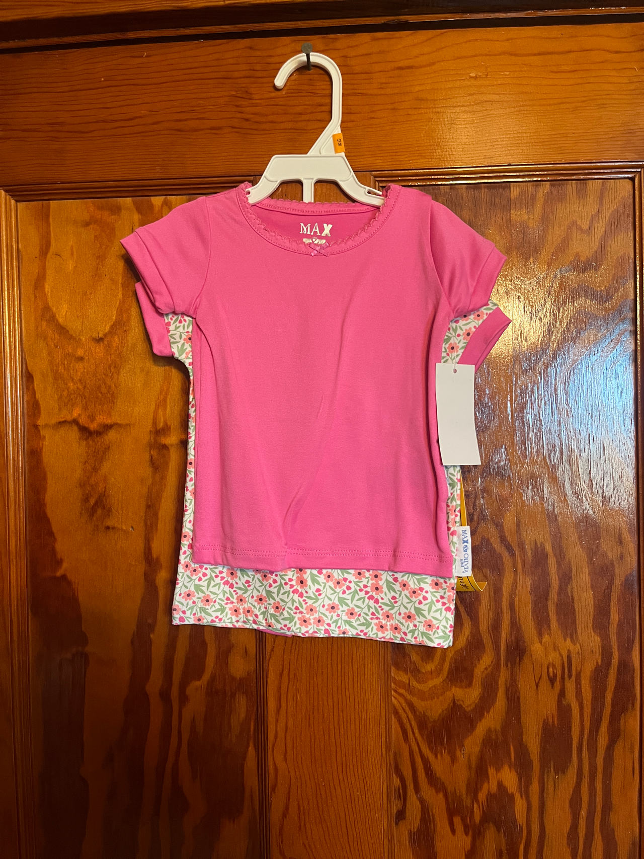 Max & Olivia Girls 3 Pack T-Shirts Pink and Floral 12 months