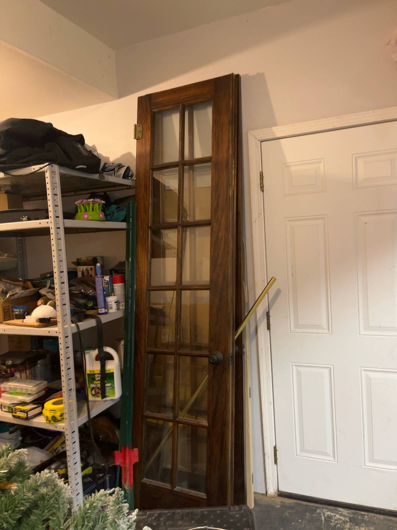 2 French Doors 8ft H x 2ft W - stained - Clear Glass