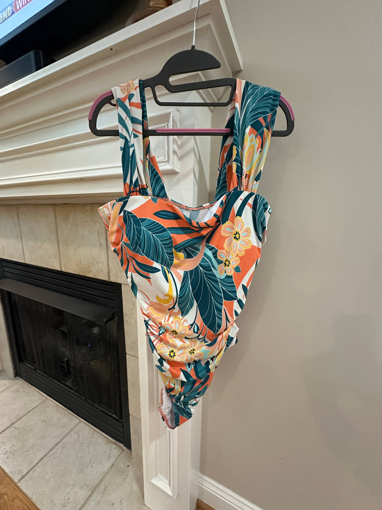 One-Piece Swimsuit floral wide strap size 16 NWOT