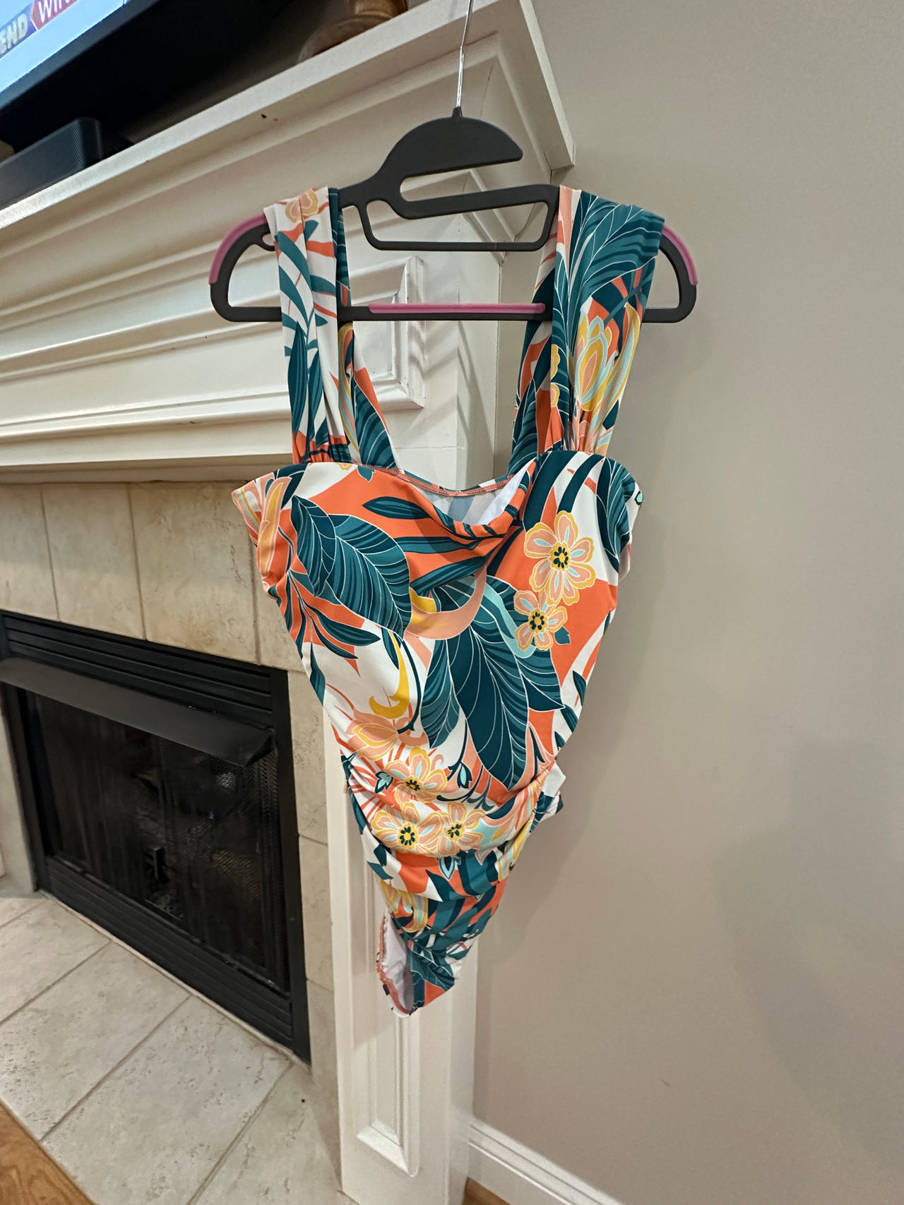 One-Piece Swimsuit floral wide strap size 16 NWOT