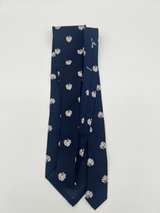 Vintage Menlo College Tie Navy Blue White Tree Logo 59” - Image 2