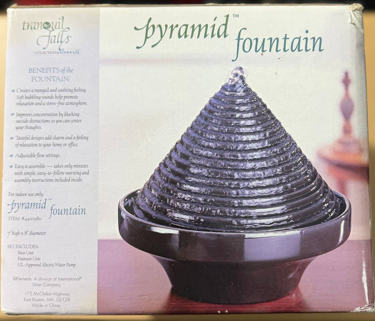 Tranquil Falls Pyramid Fountain New Tabletop Water Feature Relaxation D
