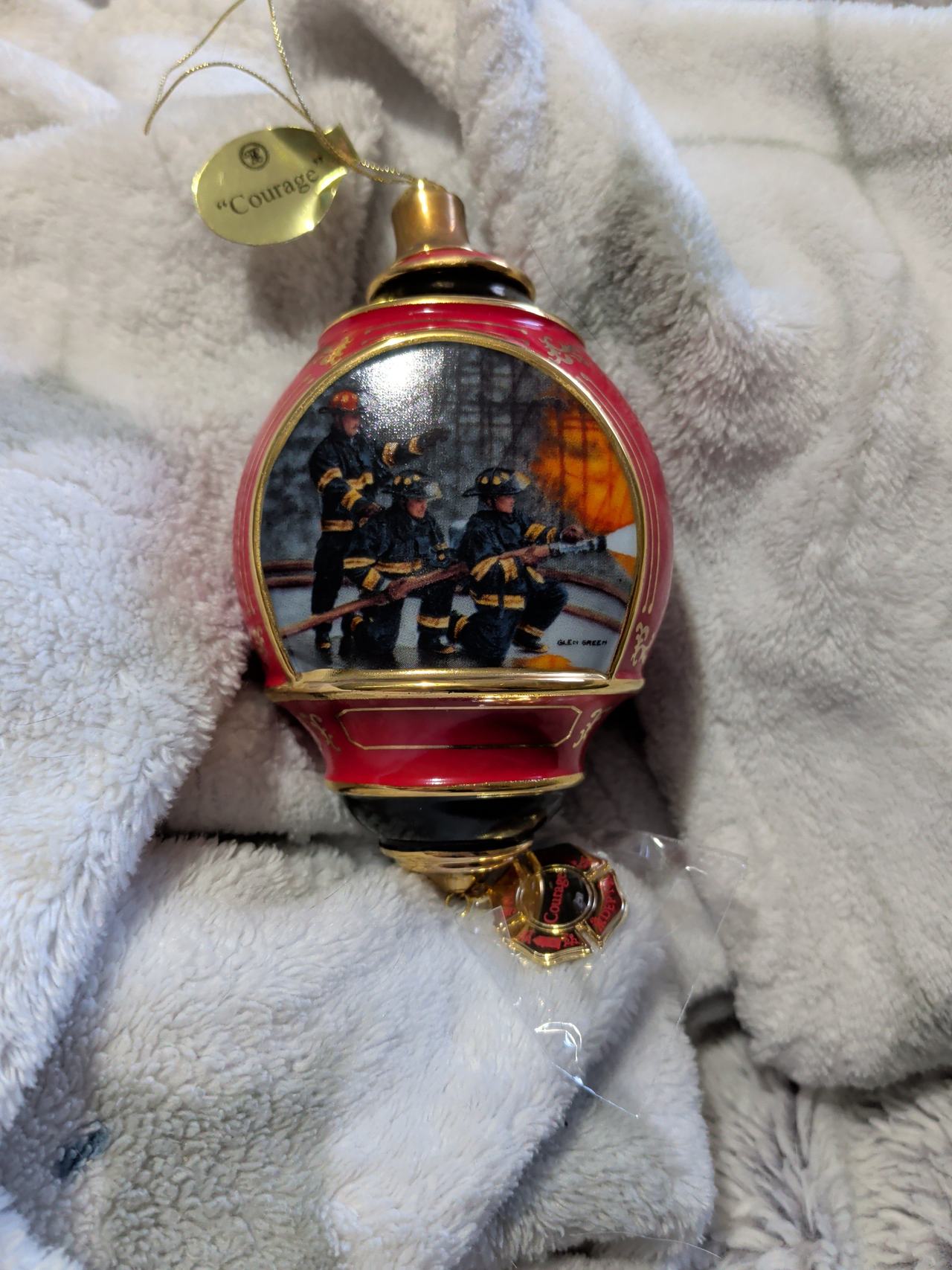 Bradford Editions Courage Firefighter Christmas Ornament